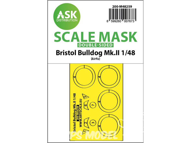 ASK Art Scale Kit Mask M48259 Bristol Bulldog Mk.II Airfix Recto Verso 1/48