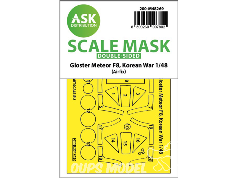 ASK Art Scale Kit Mask M48269 Gloster Meteor F8 Guerre de corée Airfix Recto Verso 1/48