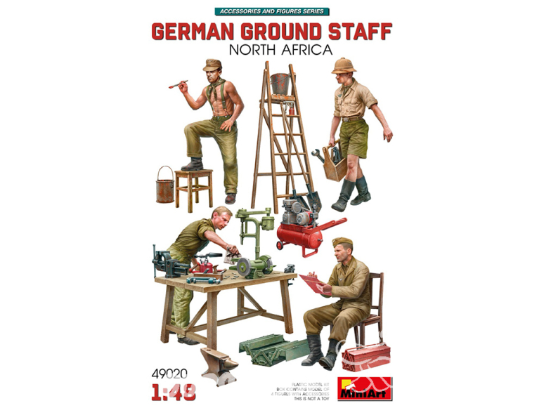 Mini Art maquette avion 49020 PERSONNEL AU SOL ALLEMAND AVEC ACCESSOIRES. AFRIQUE DU NORD 1/48