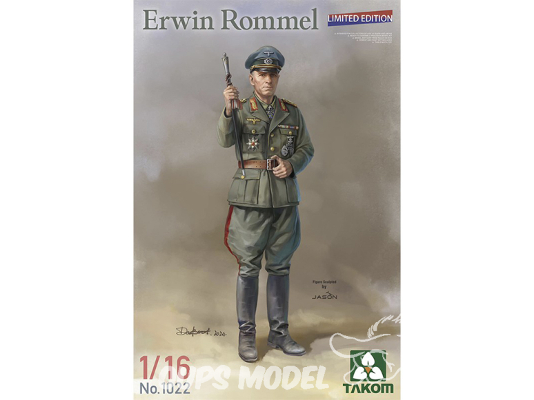 Takom maquette militaire 1022 Figurine Erwin Rommel 1/16 Edition Limitée