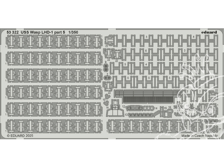 Eduard photodecoupe bateau 53322 USS Wasp LHD-1 Partie Trumpeter 1/350