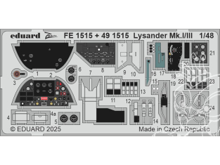 EDUARD photodecoupe avion 491515 Amélioration Lysander Mk.I/III Airfix 1/48