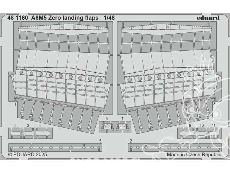 EDUARD photodecoupe avion 481160 Volets d'atterrissage A6M5 Zero Fine molds 1/48