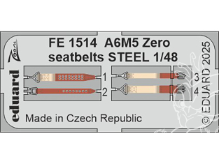 EDUARD photodecoupe avion FE1514 Harnais métal A6M5 Zero Fine molds 1/48