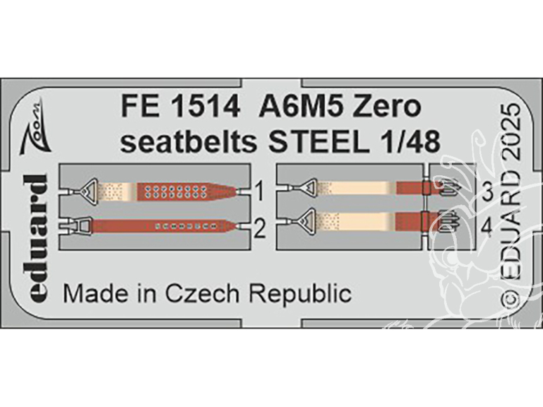 EDUARD photodecoupe avion FE1514 Harnais métal A6M5 Zero Fine molds 1/48