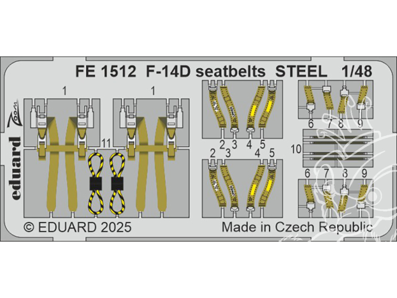 EDUARD photodecoupe avion FE1512 Harnais métal F-14D Great Wall Hobby 1/48