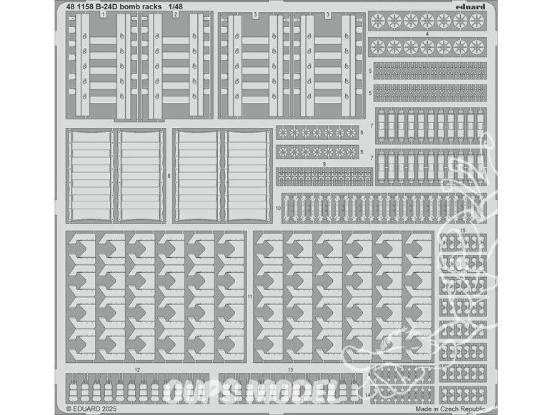 EDUARD photodecoupe avion 481158 Racks bombes B-24D Hobby Boss 1/48