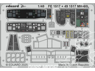 EDUARD photodecoupe hélicoptère 491517 Amélioration MH-60L Black Hawk Icm 1/48