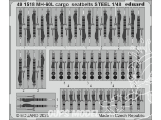 EDUARD photodecoupe hélicoptère 491518 Harnais cargo MH-60L Black Hawk Icm 1/48