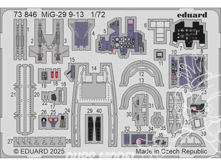 Eduard photodecoupe avion 73846 Amélioration MiG-29 9-13 Great Wall Hobby 1/72