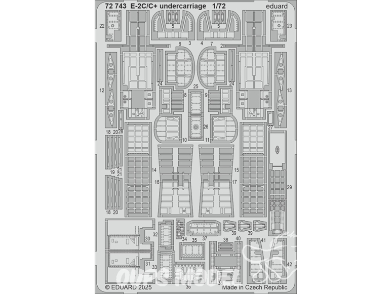 Eduard photodecoupe avion 72743 Undercarriage E-2C/C+ Heller 1/72