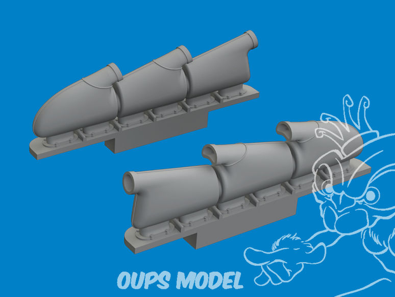 Eduard kit d'amelioration brassin Print 672408 Echappements arrondi 3 sorties Spitfire Mk.V Tamiya 1/72