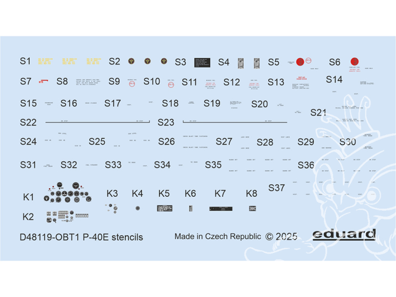 Eduard Decalques avion D48119 Marquages / Stencils P-40E Eduard 1/48