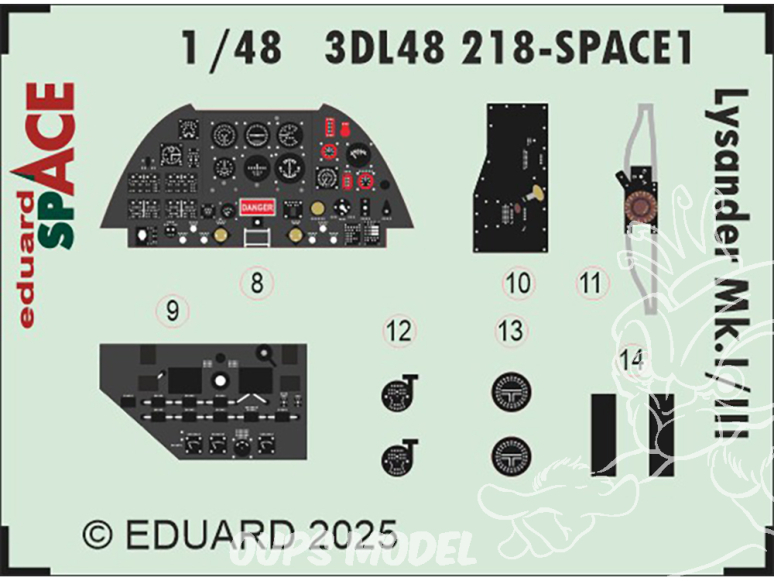 Eduard Space décalques 3D 3DL48218 Lysander Mk.I/III Airfix 1/48