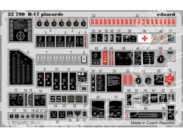 EDUARD photodecoupe avion 32790 Placards B-17 1/32