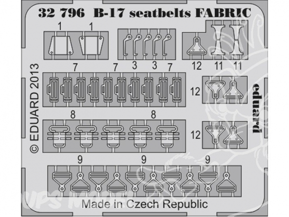 EDUARD photodecoupe avion 32796 Harnais FABRIC B-17 1/32