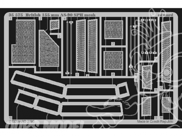 Eduard photodecoupe militaire 35575 Grilles British 155mm AS-90 SPH 1/35