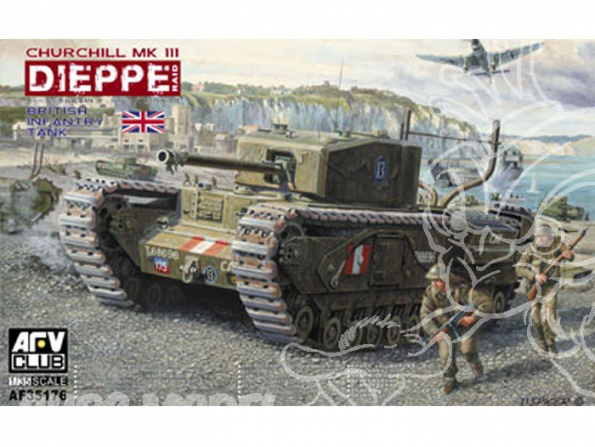 Afv Club maquette militaire 35176 CHURCHILL Mk.3 "Operation Jubilee" Dieppe 1942 chenilles maillons/maillons 1/35