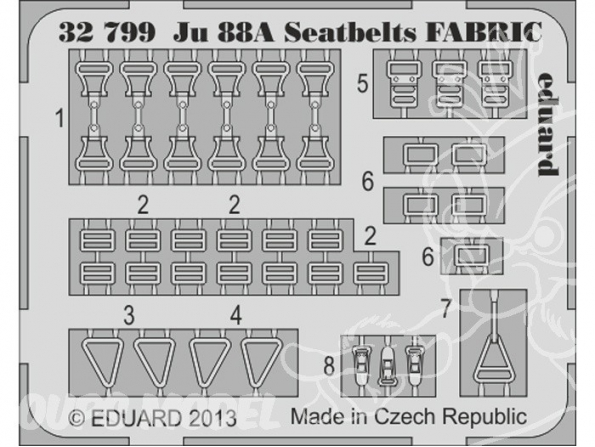 EDUARD photodecoupe avion 32799 Harnais FABRIC Junkers Ju 88A 1/32