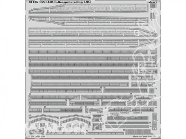 Eduard photodecoupe bateau 53105 Balustrades USS CA-35 Indianapolis 1/350