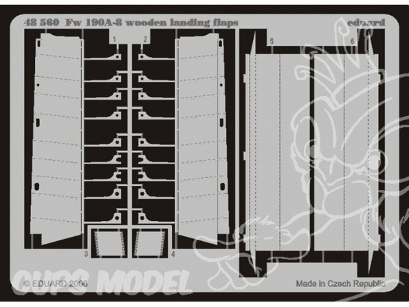 EDUARD photodecoupe avion 48560 Volets d atterrissage Fw 190A-8 Wooden 1/48