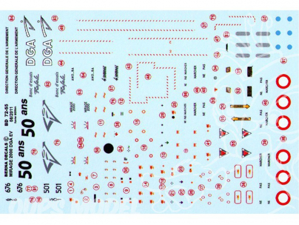 Decalques Berna decals BD72-55 MIRAGE 2000 DGA EV 1/72