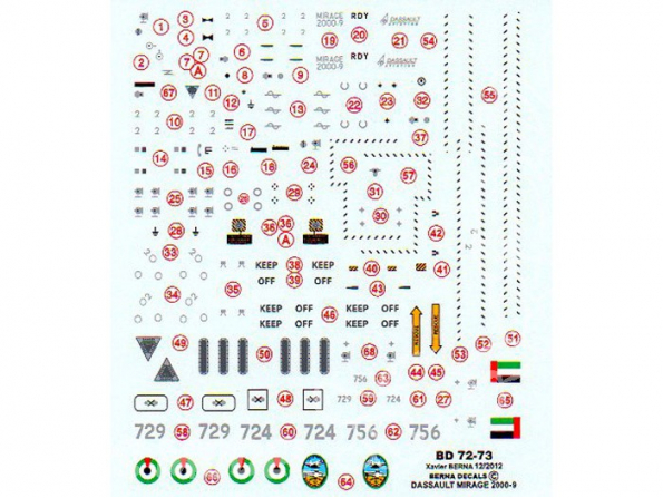 Decalques Berna decals BD72-73 DASSAULT MIRAGE 2000-9 1/72