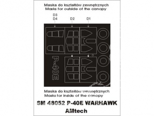 Montex Mini Mask SM48052 Curtiss P-40E Warhawk Amtech 1/48