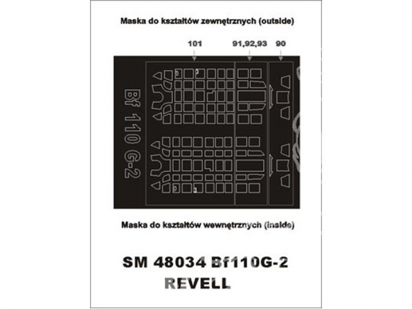 Montex Mini Mask SM48034 Messerschmitt Bf110G-2 Revell 1/48