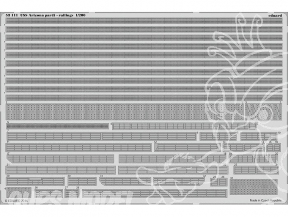 Eduard photodecoupe 53111 USS Arizona partie 5 Rambardes 1/200