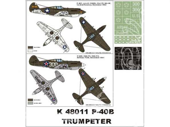 Montex Super Mask K48011 P-40B Tomahawk Trumpeter 1/48