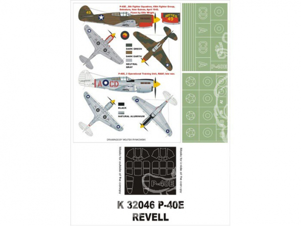 Montex Super Mask K32046 Curtiss P-40E Revell 1/32