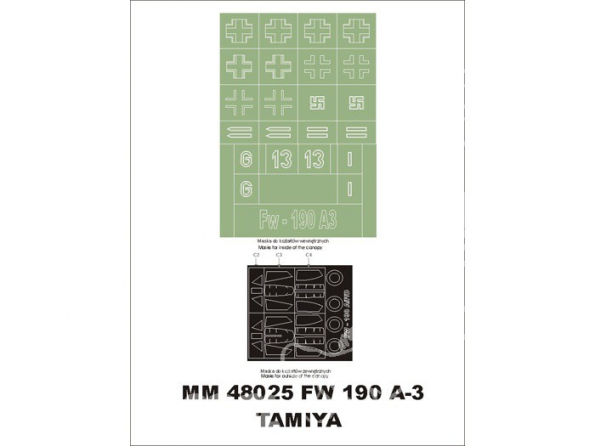 Montex Maxi Mask MM48025 Focke Wulf Fw 190A-3 Tamiya 1/48