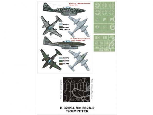 Montex Super Mask K32094 Messerschmitt Me 262A-1a/2a Trumpeter 1/32