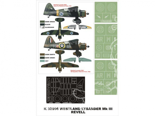 Montex Super Mask K32096 Westland Lysander MkIII Revell 1/32