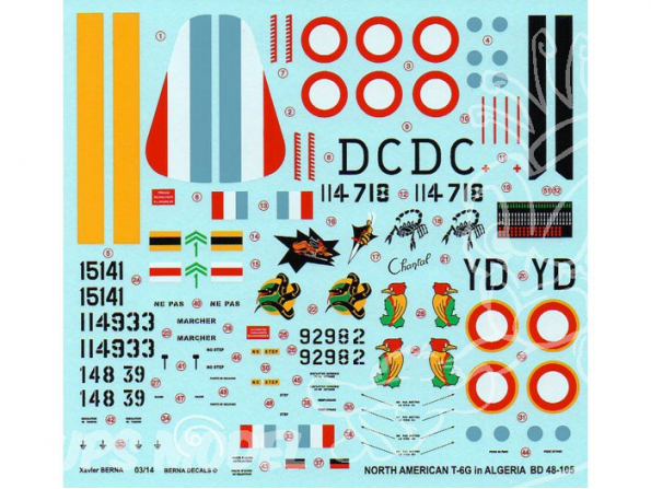 Decalques Berna decals BD48-105 North American T-6G en Algerie 1/48