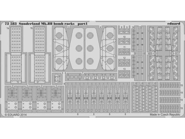 Eduard photodecoupe avion 72583 Bomb racks Sunderland Mk.III Italeri 1/72