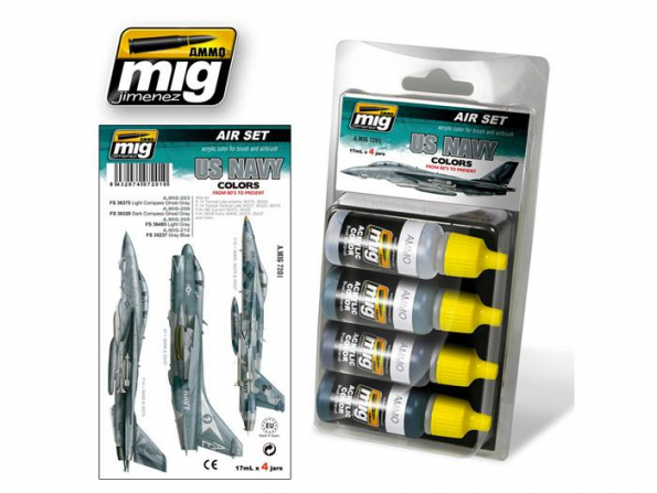 MIG peinture 7201 Set US Navy de 80 à aujourd'hui 4 x 17ml