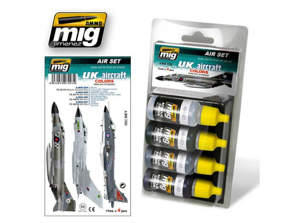 MIG peinture 7203 Set UK Aircraft De '50 à aujourd'hui 4 x 17ml