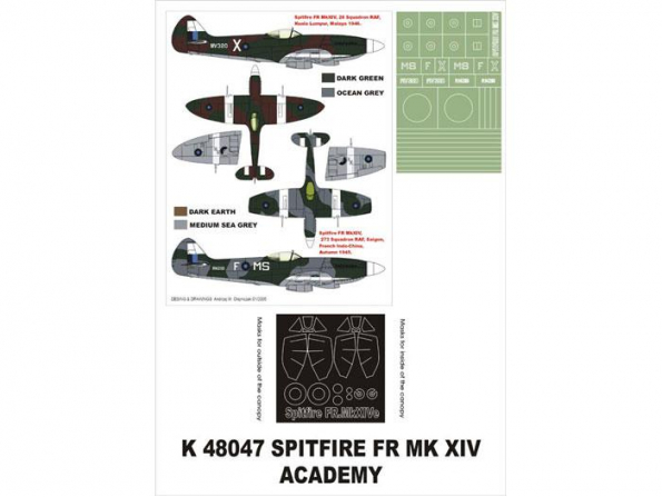 Montex Super Mask K48047 Spitfire FR MkXIV Academy 1/48