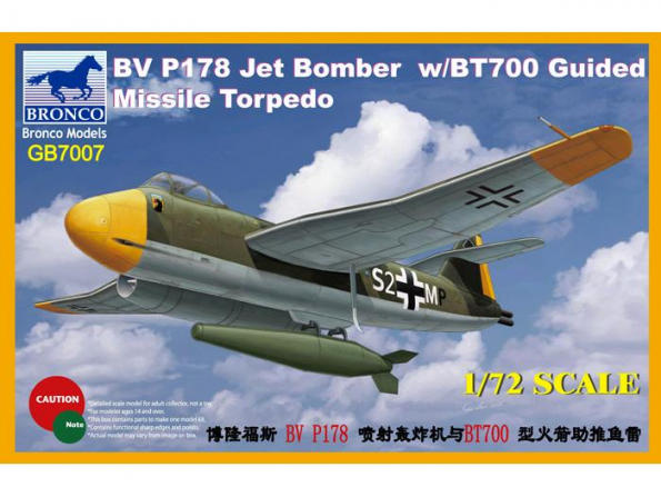 Bronco maquette avion GB 7007 BV P178 Jet Bomber avvec missile guidé Torpedo BT700 1/72