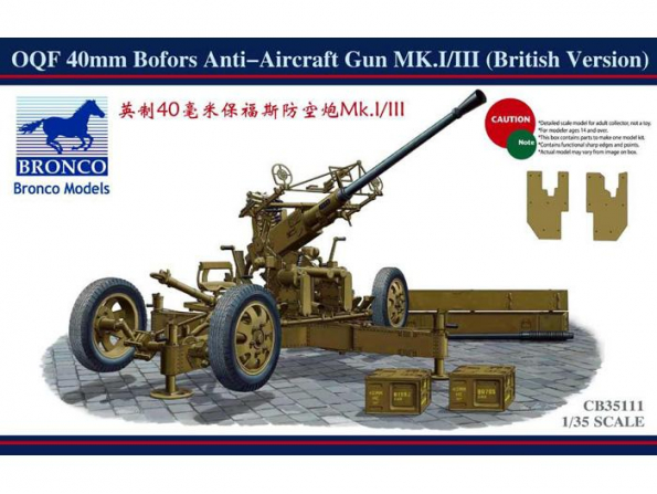 Bronco maquette militaire CB 35111 Canon anti-aérien OQF 40mm Bofors Mk.I/III 1/35