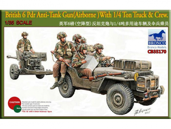 Bronco maquette militaire CB 35170 canon 6Pdr avec Jeep et equipage 1/35