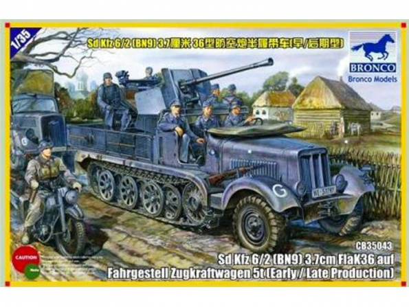 Bronco maquette militaire CB 35043 Sd Kfz 6/2 (BN9) 3.7cm Flak 36 5t tracteurs (production précoce) 1/35