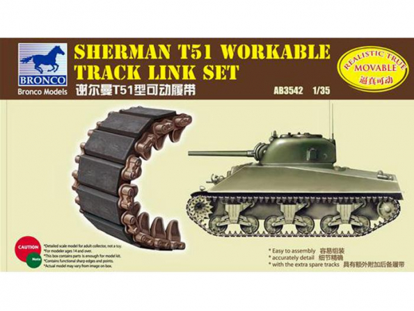 Bronco maquette militaire AB 3542 chenilles réaliste sherman T51 1/35