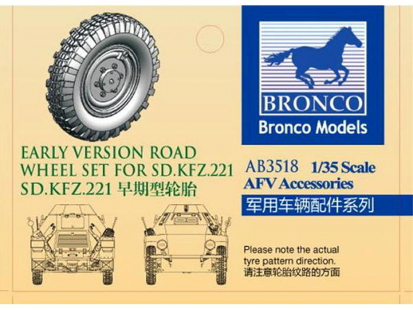 Bronco maquette militaire AB 3518 Pneus pour SD.KFZ.221 debut de production 1/35