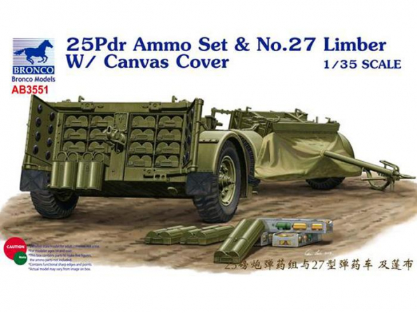 Bronco maquette militaire AB 3551 25pdr Ammo set et No.27 bache souple 1/35