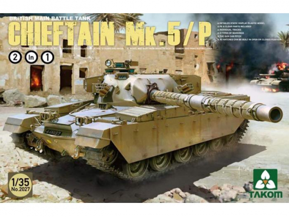 Takom maquette militaire 2027 CHAR DE BATAILLE BRITANNIQUE CHIEFTAIN Mk. 5/P 2 En 1 1/35