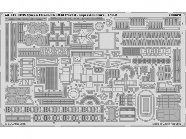 Eduard photodecoupe bateau 53147 HMS Queen Elizabeth 1943 Partie 3 Trumpeter 1/350