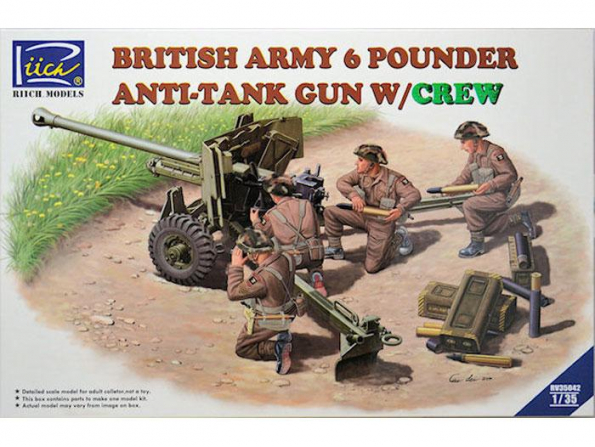 Riich Models maquette militaire RV35042 CANON ANTI-CHARS BRITANNIQUE 6 PDR INFANTRY GUN Avec Artilleurs 1/35